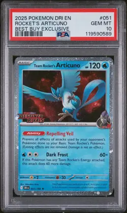 2025 POKEMON DRI EN-DESTINED RIVALS #051 TEAM ROCKET'S ARTICUNO PSA 10 - Image 1