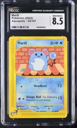 CGC 8.5 Marill 53/147 Aquapolis 2003 Pokemon Card - Image 1