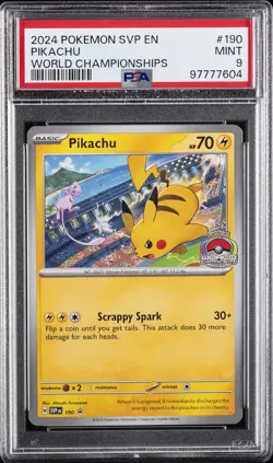 2024 POKEMON SVP EN-SV BLACK STAR PROMO WORLD CHAMPIONSHIPS #190 PIKACHU PSA 9 - Image 1