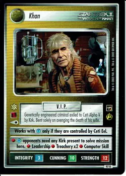 STAR TREK CCG THE MOTION PICTURES RARE CARD KHAN ex - Image 1