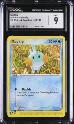 CGC 9 Mudkip 59/109 EX Ruby & Sapphire 2003 Pokemon Card - Image 1