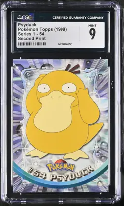 CGC 9 Psyduck 54 Second Print Topps Series 1 1999 Pokemon Card - Image 1