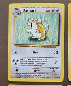 Pokemon Lot 4 Cards, Raticate 40, Rattata 61, Magikarp 35, Nidoran 55 Of 102 - Image 2