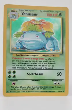 Venusaur 15/102 Holo Rare Base Set 1999 WOTC Vintage Pokemon Card – LP - Image 1