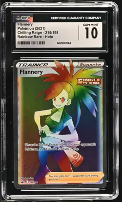 CGC 10 Flannery 215/198 Rainbow Rare SWSH Chilling Reign Pokemon Card - Image 1