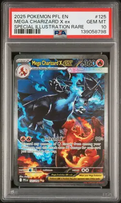 2025 POKEMON PFL EN-PHANTASMAL FLAMES #125 MEGA CHARIZARD X EX PSA 10 - Image 1