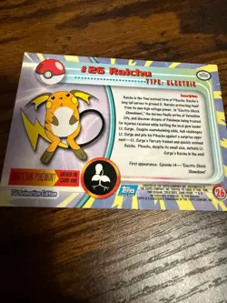 Pokemon Topps Blue Label 1999 Raichu #26 TV Animation Edition Non Holo Near Mint - Image 2