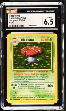 CGC 6.5 Vileplume Holo 15/64 Jungle 1999 Pokemon Card - Image 1