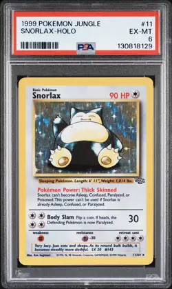 1999 POKEMON JUNGLE #11 SNORLAX-HOLO PSA 6 - Image 1
