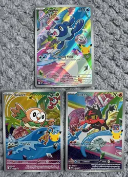 Pokemon First Partner Alolan Illustration Rowlet Litten Popplio 043 044 045 NM - Image 1