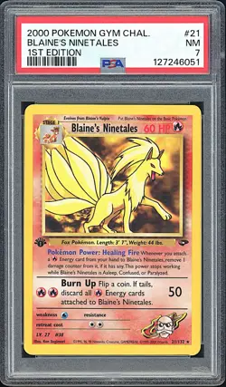 BLAINE'S NINETALES 2000 Pokemon Gym Challenge 1st Edition #21 - PSA 7 -051 - Image 1