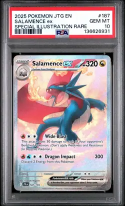2025 POKEMON JTG EN-JOURNEY TOGETHER #187 SALAMENCE EX PSA 10 - Image 1