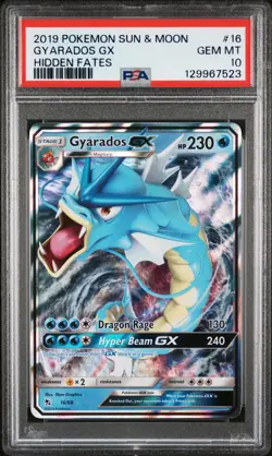 2019 POKEMON SUN & MOON HIDDEN FATES #16 GYARADOS GX PSA 10 - Image 1