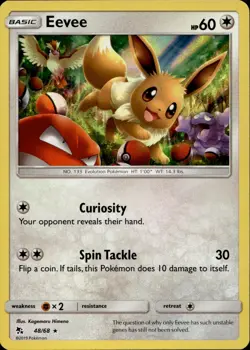 EEVEE 48/68 HOLO RARE HIDDEN FATES POKEMON HOLO NM/M - Image 1