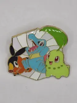 Pokemon Ascended Heroes Starter Totodile Chikorita Tepig Enamel Pin - Image 1
