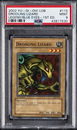 2002 YU-GI-OH! LOB-LEGEND OF BLUE EYES WHITE DRAGON 1ST ED DROOLING LIZARD PSA 9 - Image 1