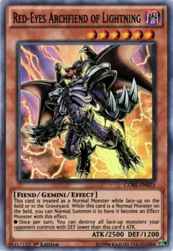 1x (LP) Red-Eyes Archfiend of Lightning - CORE-EN023 - Super Rare - 1st Edition - Image 1