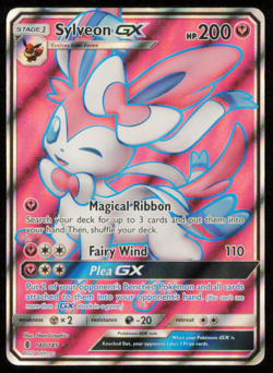 SYLVEON GX 140/145 POKEMON CARD ENGLISH SM GUARDIANS RISING FULL ART HOLO PLAYED - Image 1