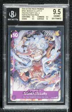 2022 One Piece Card Game: Promos English Monkey D Luffy BGS 9.5 GEM MINT 0oq0 - Image 1