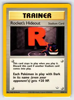 Rocket's Hideout 63/64 2000 Neo Revelation Pokemon Card Vintage Trainer - Vlp - Image 1