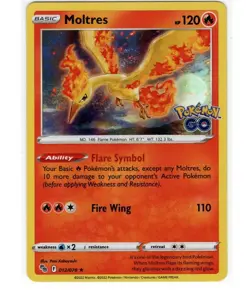 Moltres 012/078 Holo Rare Pokemon 2022 Sword & Shield GO NM - Image 1