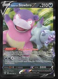 Galarian Slowbro V 099/189 Holo DAA Darkness Ablaze Pokemon - LP - Image 1