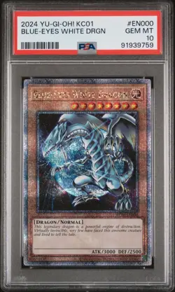Blue-Eyes White Dragon PSA 10 - KC01-EN000 - Quarter Century Secret Rare -Yugioh - Image 1