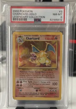 2002 Charizard Legendary Holo Rare Card #3/110 Vintage Near Mint PSA 8 - Image 1