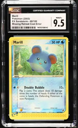 CGC 9.5 Marill 68/100 ERROR EX Sandstorm 2003 Pokemon Card - Image 1