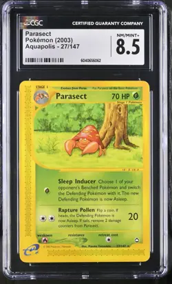 CGC 8.5 Parasect 27/147 Aquapolis 2003 Pokemon Card - Image 1