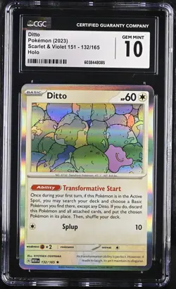 CGC 10 Ditto Holo 132/165 Scarlet & Violet 151 2023 MEW EN Pokemon Card - Image 1