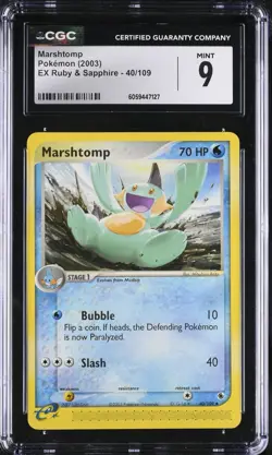 CGC 9 Marshtomp 40/109 EX Ruby & Sapphire 2003 Pokemon Card - Image 1