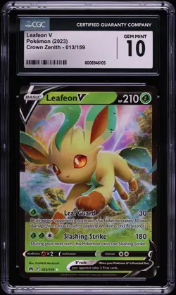 CGC 10 Leafeon V 013/159 Crown Zenith 2023 Pokemon Card - Image 1