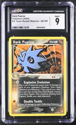 CGC 9 Dark Pupitar 41/109 EX Team Rocket Returns 2004 Pokemon Card - Image 1