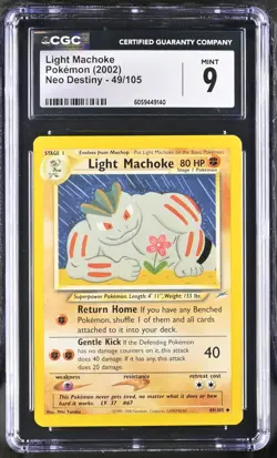 CGC 9 Light Machoke 49/105 Neo Destiny 2002 Pokemon Card - Image 1