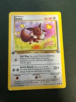 POKEMON Card EEVEE 51/64 1ST EDITION JUNGLE LP First - Image 1