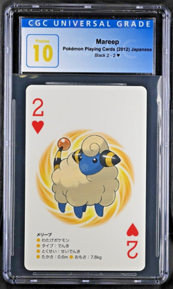 CGC 10 Pristine Mareep 2 of Hearts Playing Cards Black 2 2012 Pokemon - Image 1