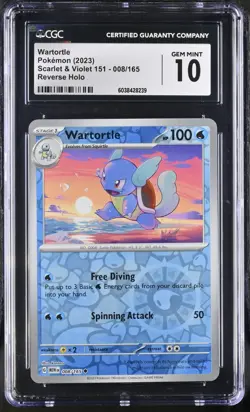 CGC 10 Wartortle Reverse Holo 008/165 Scarlet & Violet 151 MEW Pokemon Card - Image 1