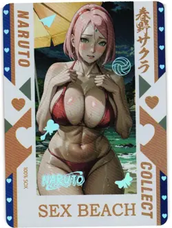 HARUNO SAKURA NARUTO SEX BEACH Double Sided Waifu CCG Goddess Story Anime Card - Image 1