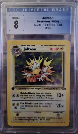 Pokemon Jolteon 1st Edition Holo Rare #4/64 Jungle 1999 Vintage WOTC CGC 8 - Image 1