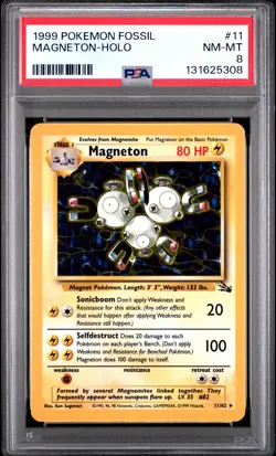 1999 POKEMON FOSSIL #11 MAGNETON-HOLO PSA 8 - Image 1