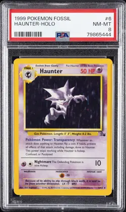 1999 POKEMON FOSSIL #6 HAUNTER-HOLO PSA 8 - Image 1