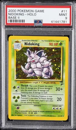 2000 POKEMON BASE SET 2 #11 NIDOKING-HOLO PSA 9 - Image 1