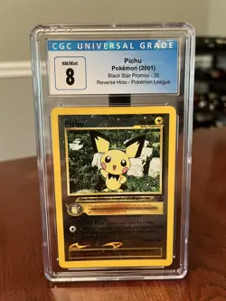 Pokemon Pichu 2001 Black Star Promo - 35 Reverse Holo CGC Graded 8 NM/Mint - Image 1