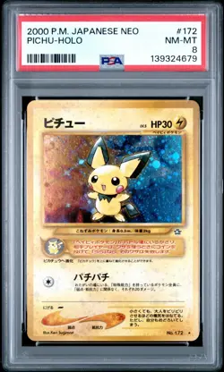 PSA 8 Pichu - Japanese Neo Genesis Holo Pokemon Card - Pokemon TCG - Image 1