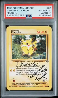 1999 Pokemon Jungle Pikachu #60 Veronica Taylor Signed Card PSA 10 Autograph GEM - Image 1