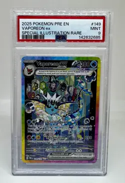 POKEMON PRISMATIC EVOLUTIONS SPECIAL ILLUSTRATION RARE VAPOREON EX SIR PSA 9 - Image 1