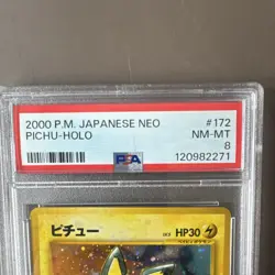 Pokemon Pichu 172 Gold Silver to a New World Holo Rare Baby Japanese PSA 8 30 HP - Image 5