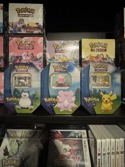 Pokemon GO Tin Set Bundle – Pikachu, Snorlax & Blissey – New Factory Sealed - Image 1