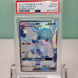 PSA 10 GEM MINT 💎Glaceon GX #SV55 Full Art 2019 S&M HIDDEN FATES Pokemon Card - Image 1